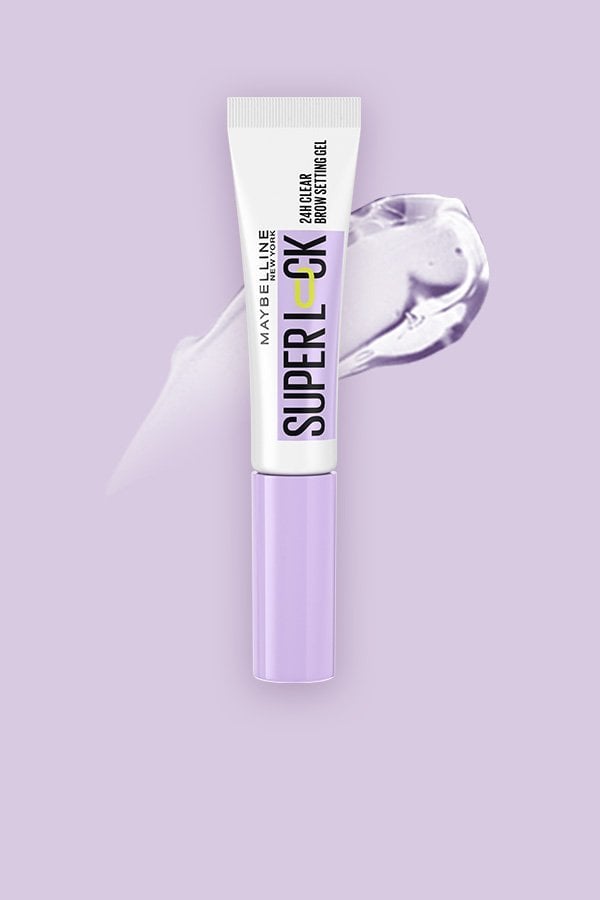 Express Brow Maybelline product on purple background