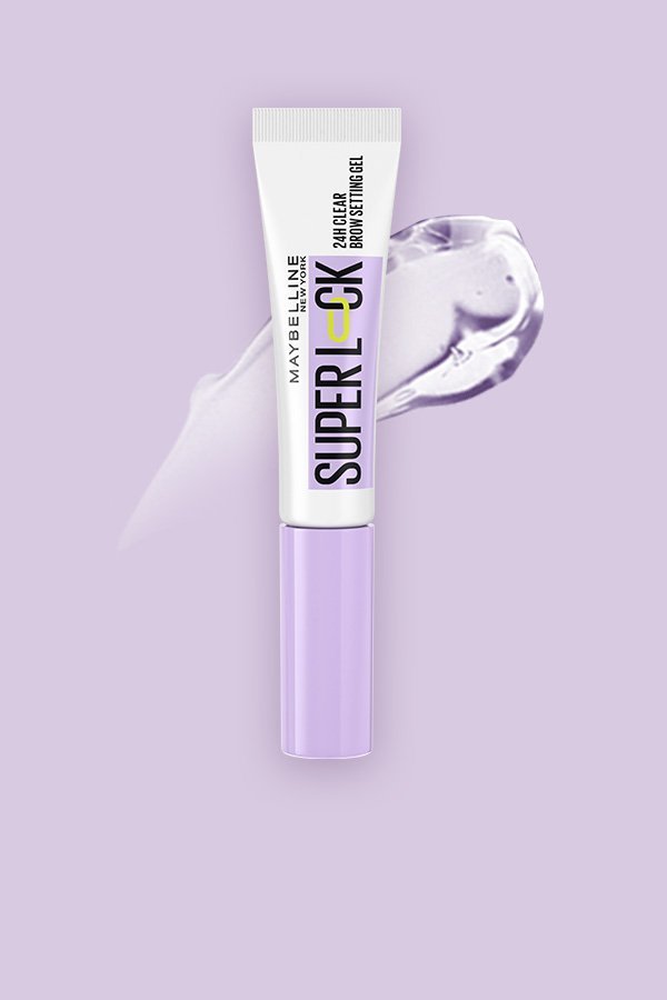 Express Brow Maybelline product on purple background